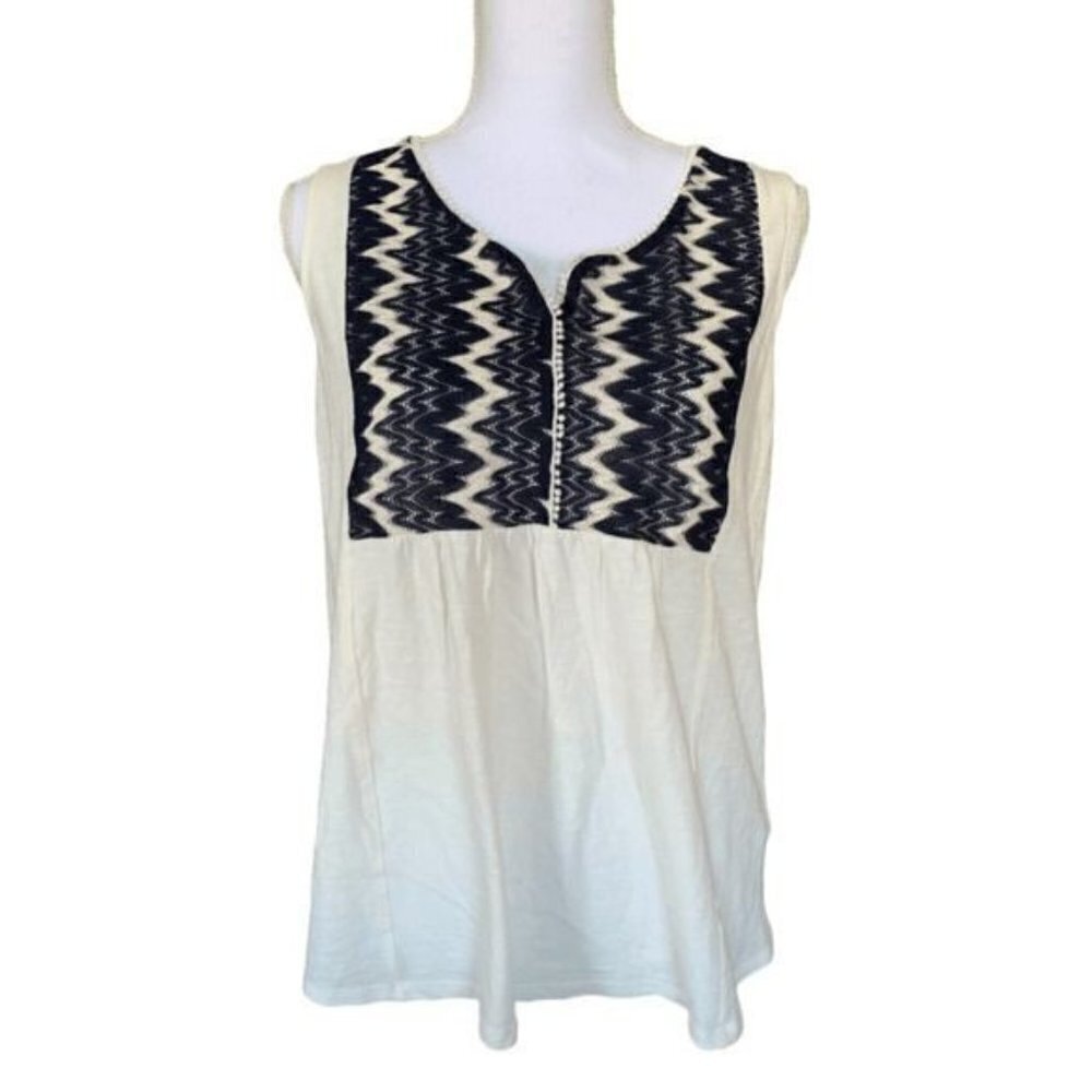 Two by Vince Camuto Womens Top Size Small Sleeveless White With Lace Overlay